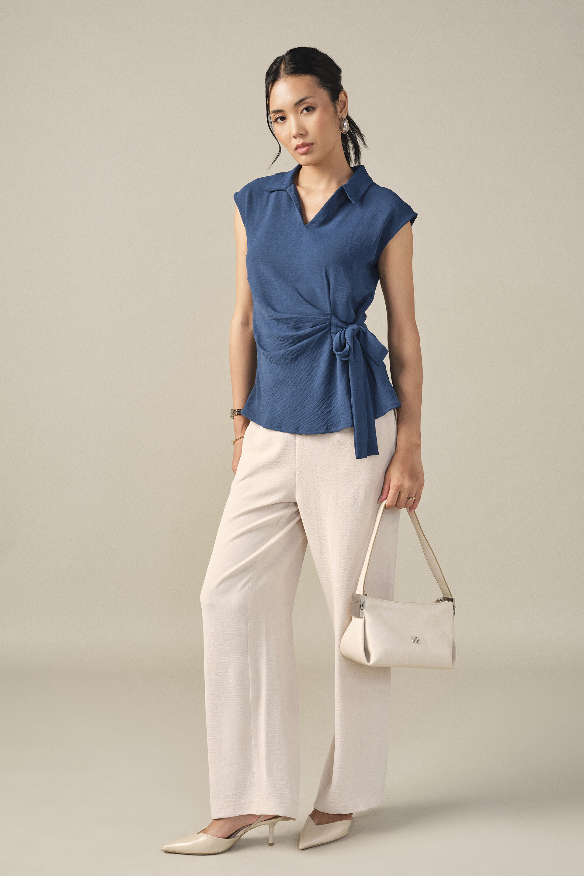 Solid Tie-up Top in Blue, Blue, image 5